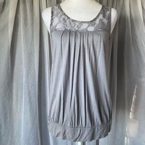 Express women's Short Sleeve Gray Lace Blouse Size M